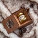 Мед в деревянной коробке с дверцей акациевый 250 г med-podarok-derevo-10 фото 1