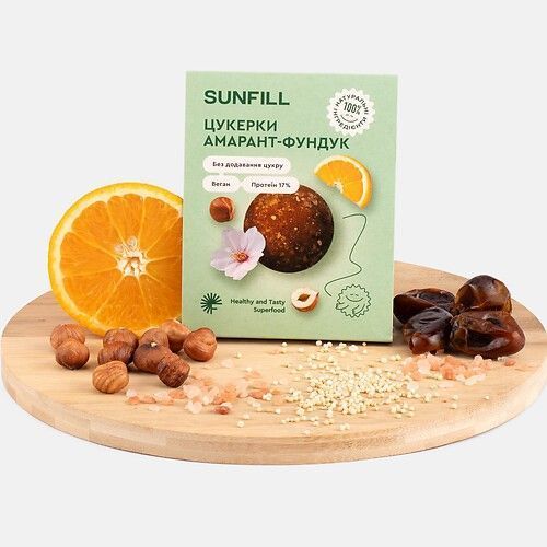 Конфеты Sunfill Амарант-фундук с протеином 73 г tsukerky-3 фото